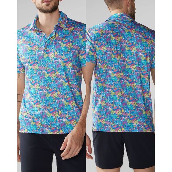 Chubbies NWT The Tropical Bunch Performance Polo Shirt Medium